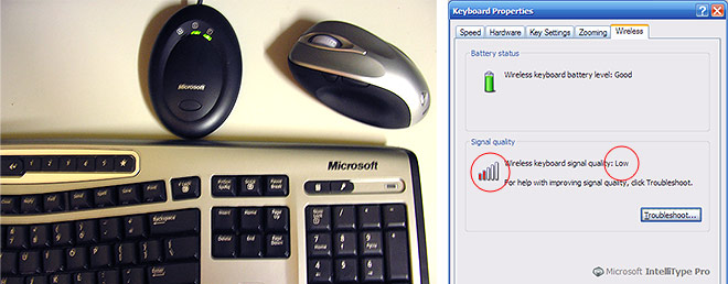 Wireless Desktop 6000 keyboard wireless problem