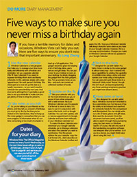 Official Windows Vista Magazine - “Five ways to make sure you never miss a birthday again”
