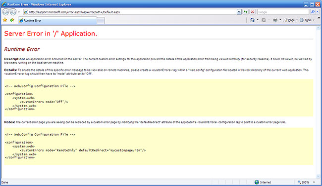 Microsoft Support webpage error