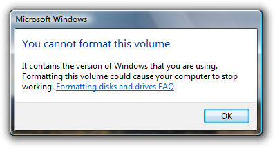Windows Vista format C: drive
