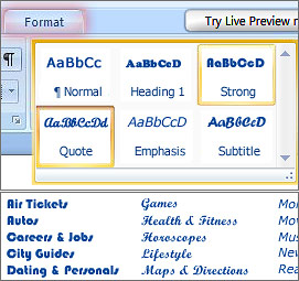 Changing the font on MSN.com with Office 2007