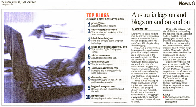 Australia’s most popular weblogs