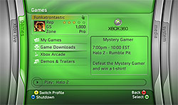 XBOX 360 “Blade” user interface