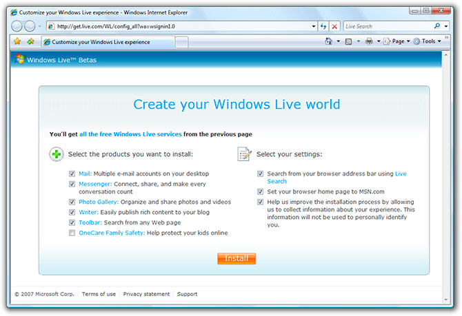 Windows Live installer