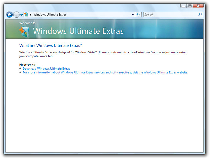 Windows Ultimate Extras in SP1