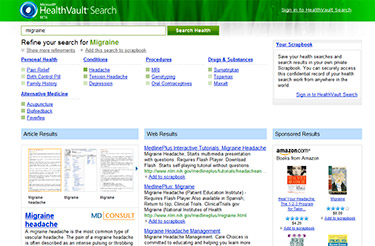 Microsoft HealthVault Search