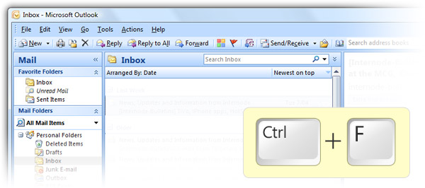 Outlook 2010 CTRL+F