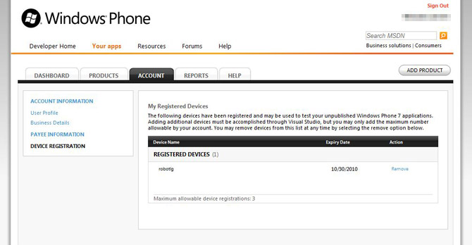 Windows Phone 7 developer phone unlock